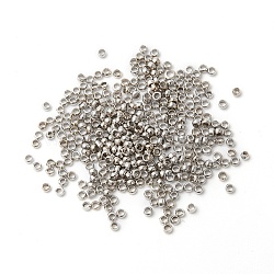Brass Crimp Beads, Rondelle, Platinum, 1x2mm, Hole: 1mm(KK-L019-P)