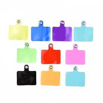 Plastic Cell Phone Lanyard Tether, with Iron Findings, Random Color, 5.9x5.45x0.3cm