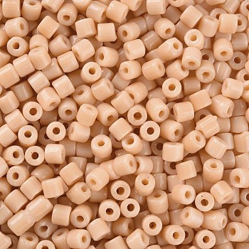Opaque Colours Glass Round Bugle Beads, Round Hole, PeachPuff, 4~6x5~6mm, Hole: 1.8mm, about 2250pcs/pound