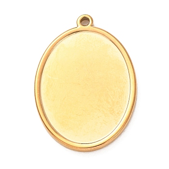 304 Stainless Steel Pendant Cabochon Settings, Non-open Back Settings, Golden, Oval, 29x21x2mm, Hole: 1.8mm