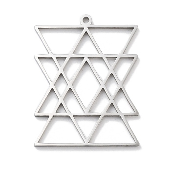 Anti-Tarnish 304 Stainless Steel Pendants, Laser Cut, Star of David Charm, Stainless Steel Color, 32x24.5x1mm, Hole: 1.5mm