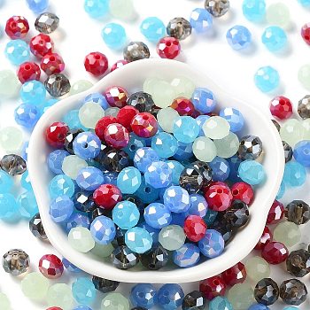 Glass Beads, Faceted, Rondelle, Light Steel Blue, 8x6mm, Hole: 1mm, about 145pcs/60g