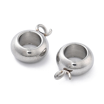 Anti-Tarnish 304 Stainless Steel Pendant Bails, Flat Round, Stainless Steel Color, 11x8x4mm, Hole: 2mm, Inner Diameter: 4mm