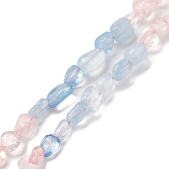 Natural Aquamarine & Rose Quartz Beads Strands, Nuggets, Tumbled Stone, 5~14x4~10x4~8mm, Hole: 0.8~1mm, about 45~59pcs/strand, 15.75~16.34 inch(40~41.5cm)