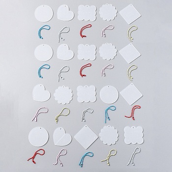40Pcs 5 Style Acrylic Transparent Blank Pendants, with 40pcs 5 Style Alloy Ball Chains, Flat Round & Heart & Square & Rhombus, For Keychain Scrabook Ornament Making, Clear, 46~60.5x45~60.5x2mm, Hole: 3mm, 8Pc/style