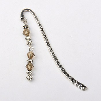 Tibetan Style Bookmarks/Hairpins, with Glass Beads, Dark Khaki, 84mm