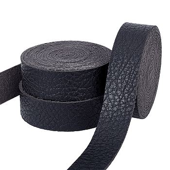 Elite PU Single Face Imitation Leather Cords, Black, 20x2mm, about 2.19 Yards(2m)/Roll, 3rolls/set