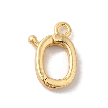 Brass Fold Over Clasps, Oval, Real 18K Gold Plated, 12.5x2.5x8.5mm, Hole: 1.4mm