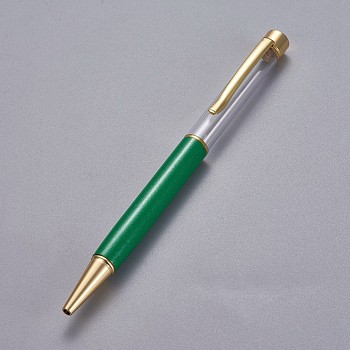 Creative Empty Tube Ballpoint Pens, with Black Ink Pen Refill Inside, for DIY Glitter Epoxy Resin Crystal Ballpoint Pen Herbarium Pen Making, Golden, Green, 140x10mm