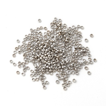 Brass Crimp Beads, Rondelle, Platinum, 1x2mm, Hole: 1mm