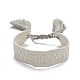 Word Love Is All Polycotton(Polyester Cotton) Braided Bracelet with Tassel Charm(BJEW-F429-05)-1