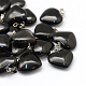 Heart Natural Black Stone Pendants(X-G-Q438-18)-1