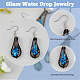 FIBLOOM 2 Sets 2 Colors Teardrop with Flower Glass Dangle Earrings & Pendant Necklace(SJEW-FI0001-14)-4