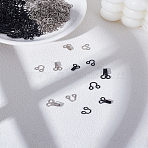 120 Sets 6 Styles Iron Hook Clasps, Mixed Color, 8~12x6.5~8.5x3~4mm, Hole: 1.8~2.5mm, 20sets/style(IFIN-LP0001-16)