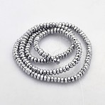 Electroplate Non-magnetic Synthetic Hematite Beads Strands, Faceted Rondelle, Platinum Plated, 4x2mm, Hole: 1mm, about 188pcs/strand, 15.7 inch(G-J208B-03)