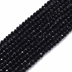 Glass Beads Strands, Faceted, Rondelle, Black, 2mm, Hole: 0.5mm, about 192~194pcs/strand, 12.99~13.39 inches(33~34cm)(X-EGLA-S174-23E-02)