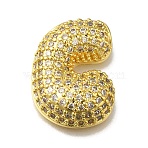 Brass with Cubic Zirconia Pendants, Cadmium Free & Nickel Free & Lead Free, Letter C, Letter C, 22x16x7mm, Hole: 4mm(KK-Q818-02C-G)