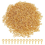 1000Pcs Iron Screw Eye Pin Peg Bails, For Half Drilled Beads, Golden, 8x4x1mm, Hole: 2mm(IFIN-ME0001-09G)