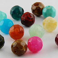 Acrylic Beads, Imitation Gemstone Style, Faceted, Round, Mixed Color, 16mm, Hole: 2mm, about 215pcs/500g(SACR-S001-16mm-M)