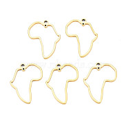 Africa Map 201 Stainless Steel Connector Charms, Laser Cut, Real 18K Gold Plated, 26x20x1.5mm, Hole: 0.8mm and 1.8mm(STAS-T063-168G)
