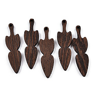 Natural Wenge Wood Pendants, Undyed, Umbrella Charms, Coconut Brown, 44.5x12.5x3.5mm, Hole: 2mm(WOOD-T023-38)