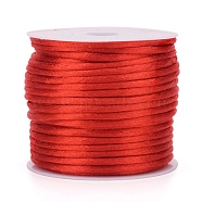 Nylon Cord, Satin Rattail Cord, for Beading Jewelry Making, Chinese Knotting, Red, 1mm, about 32.8 yards(30m)/roll(X-NWIR-L006-1mm-04)