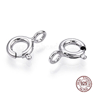 Rhodium Plated 925 Sterling Silver Spring Ring Clasps, with 925 Stamp, Real Platinum Plated, 11x7x1.5mm, Hole: 2mm(STER-T004-81B-P)