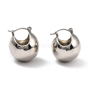 Brass Hoop Earrings, Long-Lasting Plated, Hollow Round, Platinum, 21.2x19.3x20.5mm, Pin: 0.7mm(X-EJEW-D273-01P)