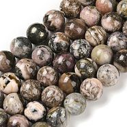 Natural Rhodonite Beads Strands, Round, 10mm, Hole: 0.9mm, about 39pcs/strand, 15.16''(38.5cm)(G-P524-A01-04)