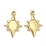 Ion Plating(IP) 304 Stainless Steel Pendant Cabochon Settings, Star, Real 18K Gold Plated, 22x14.5x2.5mm, Hole: 1.2mm(STAS-G347-16G)