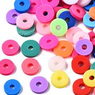 Handmade Polymer Clay Beads, Disc/Flat Round, Heishi Beads, Colorful, 6x1mm, Hole: 2mm, about 23500pcs/1000g(CLAY-R067-6.0mm-BM1)