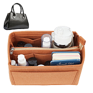 Felt Purse Organizer Insert, Mini Envelope Handbag Shaper Premium Felt, Bag Accessories, Rectangle, with Alloy Zipper, Saddle Brown, 25.7x16x15cm(FIND-WH0120-76A)