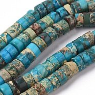 Natural Imperial Jasper Beads Strands, Dyed, Column, Light Sea Green, 6~6.5x3~3.5mm, Hole: 1.2mm, about 115pcs/strand, 15.35 inches~15.74 inches(39~40cm)(G-I263-01A)