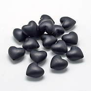 Food Grade Eco-Friendly Silicone Focal Beads, Chewing Beads For Teethers, DIY Nursing Necklaces Making, Heart, Black, 19x20x12mm, Hole: 2mm(SIL-R003-10)