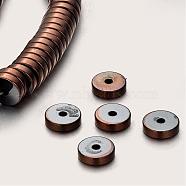 Electroplate Non-magnetic Synthetic Hematite Beads Strands, Heishi Beads, Disc/Flat Round, Copper Plated, 8x2mm, Hole: 1mm, about 194pcs/strand, 15.7 inch(G-F300-17C-08)