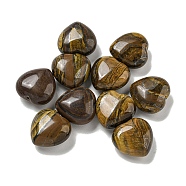 Natural Tiger Iron Beads, Half Drilled, Heart, 15.5x15.5x8mm, Hole: 1mm(G-P531-A25-01)