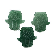 Natural Green Aventurine Cabochons, Religion Hamsa Hand with Carved Eye Pattern, 50.5x50.5x8mm(G-G119-02B)