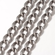 Aluminium Twisted Curb Chains, Diamond Cut Chains, Unwelded, Faceted, Gunmetal, 10x6.5x1.8mm(CHA-K001-06B)