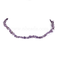 Natural Amethyst Chip Beaded Necklace, Stainless Steel Color, 15.94~15.98 inch(40.5~40.6cm)(NJEW-JN04615-06)