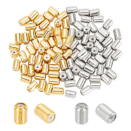 Elite 100pcs 2 colors Brass Beads, with Rubber, Column, Slider Beads, Stopper Beads, Mixed Color, 6x4mm, hole: 0.5mm, 50pcs/color(KK-PH0004-14)