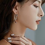 Alloy Cross Hoop Earrings for Women, with 925 Sterling Silver Pin, Golden, 10mm(WG80053-35)