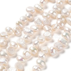 Natural Keshi Pearl Beads Strands, Cultured Freshwater Pearl, Baroque Pearls, Grade 3A, Two Sides Polished, Linen, 6~7x5~6mm, Hole: 0.7mm, about 59~60pcs/strand, 13.58''~13.98''(34.5~35.5cm)(PEAR-J007-49)