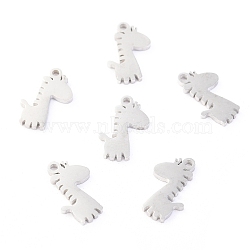 Non-Tarnish 304 Stainless Steel Charms, Laser Cut, Giraffe, Stainless Steel Color, 12x8x1.1mm, Hole: 1mm(STAS-O142-41P)