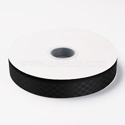 Polyester Ribbons, Grid Pattern, for DIY Gift Packing, Black, 1 inch(26mm), about 100 yard/roll(91.44m/roll)(OCOR-O011-B05)