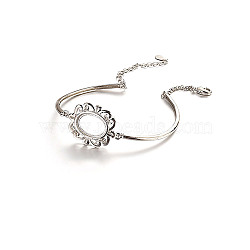 Brass Chain Bangle Making, Tray Bangle, Flower, Platinum, 15x0.2cm(BJEW-B077-01A)