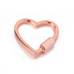 Alloy Heart-shaped Locking Carabiner Clasps, Quick Links, Rose Gold, 30x28mm(PW-WG54507-02)