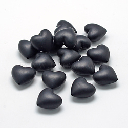 Food Grade Eco-Friendly Silicone Focal Beads, Heart, Black, 19x20x12mm, Hole: 2mm(SIL-R003-10)