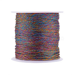 Metallic Thread, Embroidery Thread, for Jewelry Making, Colorful, 0.8mm, about 25m/roll, 1roll(MCOR-CJ0001-03A)