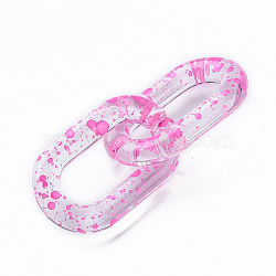 Transparent Acrylic Linking Rings, Quick Link Connectors, for Cable Chains Making, Oval, Hot Pink, 27x16.5x4mm, Inner Diameter: 7.5x18mm(OACR-N009-013B-01)