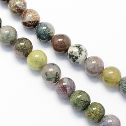 Round Natural Indian Agate Beads Strands, 4mm, Hole: 1mm, about 83~88pcs/strand, 15 inch(X-G-S122-4mm)